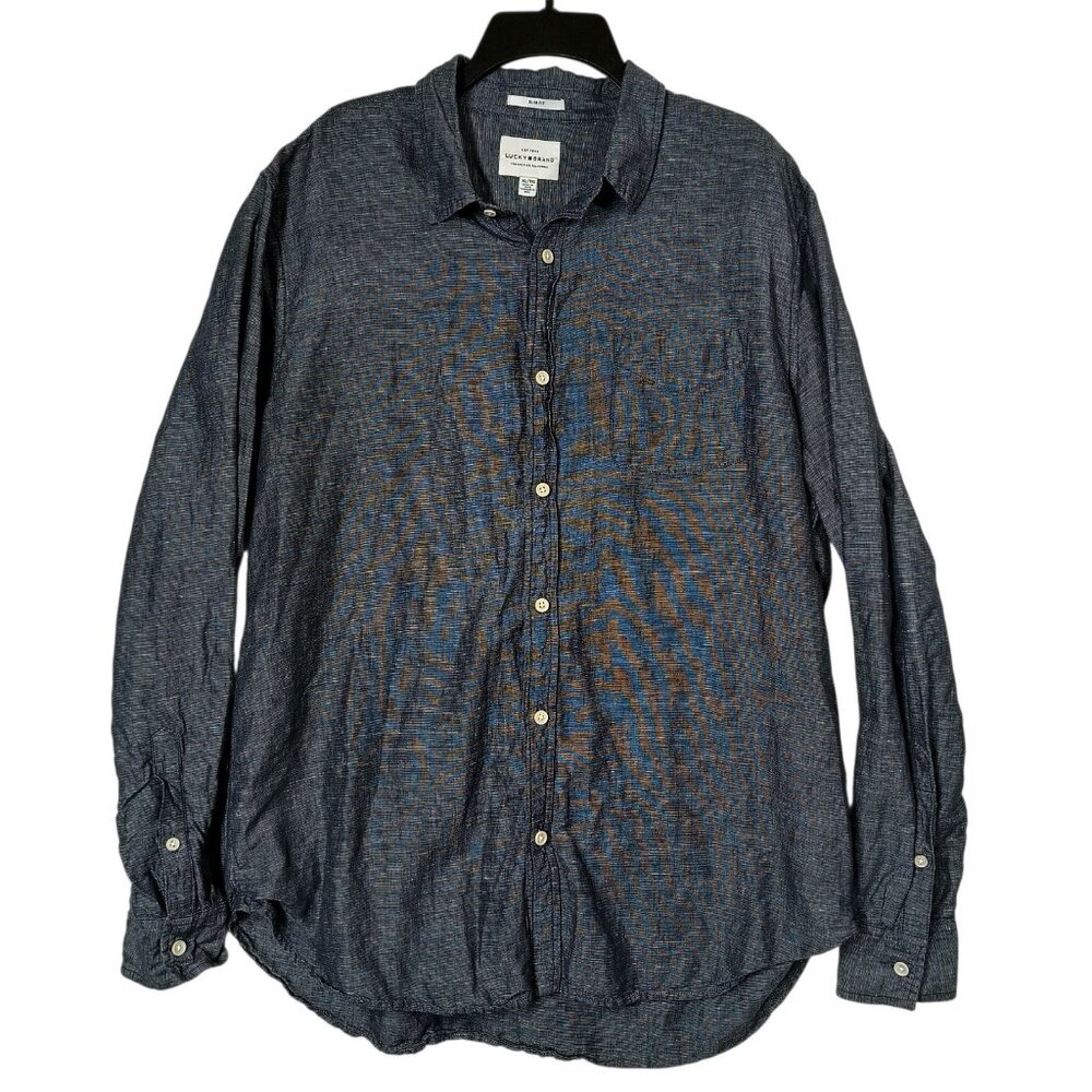 Lucky Brand Slim Fit Medium Casual Dress Shirt Long Sleeve Mens XL
